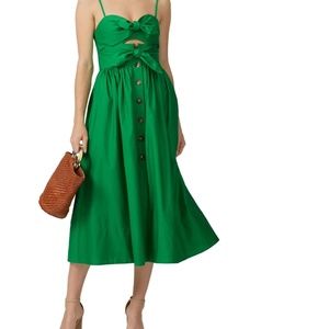 Kate Spade New York Desert Palm Front Tie Green Midi Dress